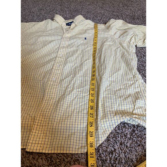 Ralph Lauren Yellow Blue Plaid Button Down Shirt Mens Sz 17.5 34/35 Yarmouth - Picture 9 of 9